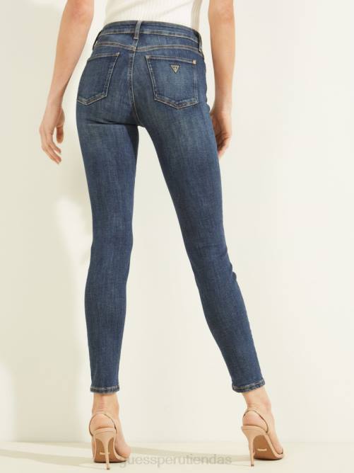 GUESS jeans ajustados alfa de tiro alto mujer 0P8X244 laguna azul vestir