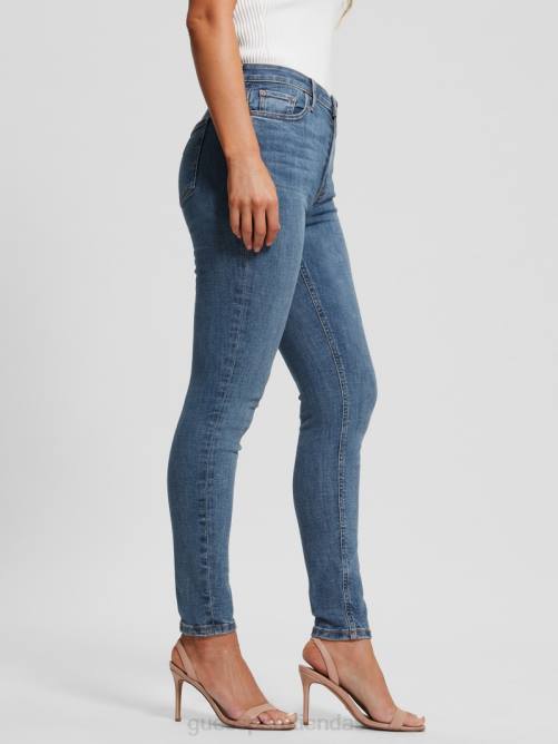 GUESS jeans ajustados alfa de tiro alto mujer 0P8X26 índigo whitehaven vestir