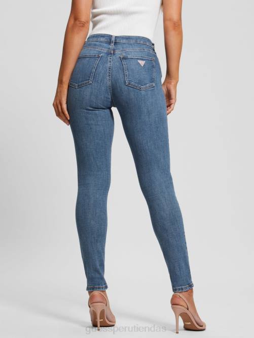 GUESS jeans ajustados alfa de tiro alto mujer 0P8X26 índigo whitehaven vestir