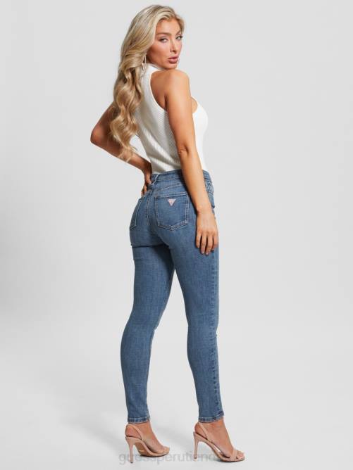 GUESS jeans ajustados alfa de tiro alto mujer 0P8X26 índigo whitehaven vestir