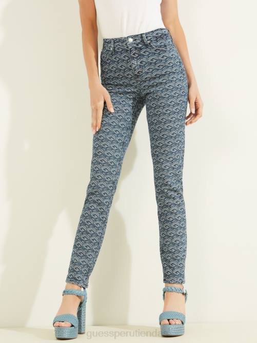 GUESS jeans ajustados con diseño geométrico 1981 mujer 0P8X190 lavado de cubos vestir