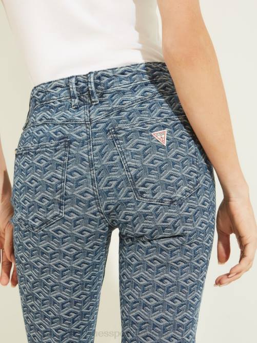 GUESS jeans ajustados con diseño geométrico 1981 mujer 0P8X190 lavado de cubos vestir