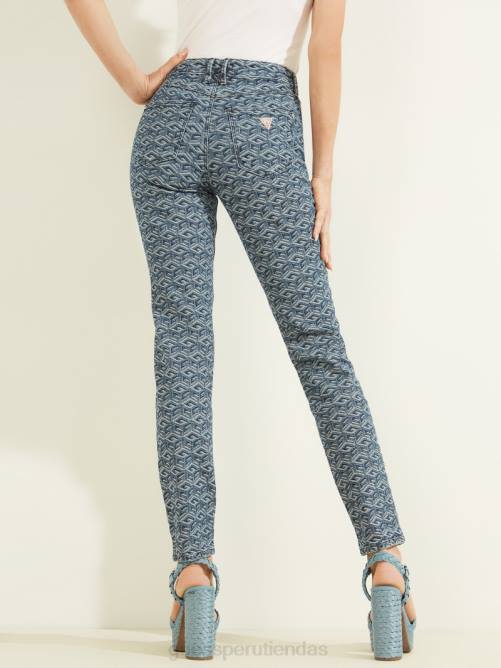 GUESS jeans ajustados con diseño geométrico 1981 mujer 0P8X190 lavado de cubos vestir