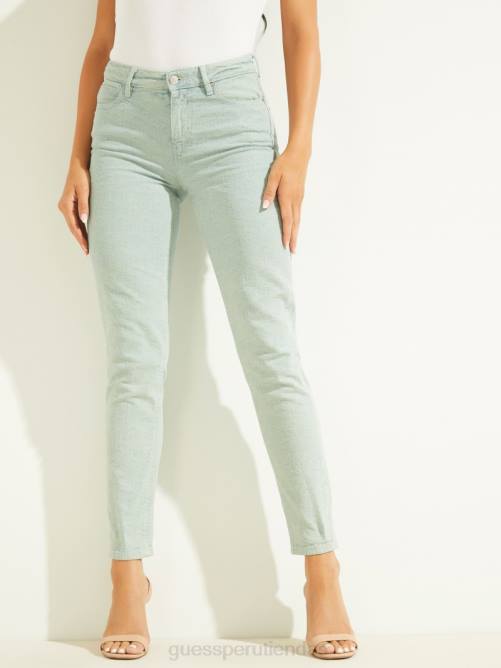 GUESS jeans ajustados con diseño geométrico teñidos 1981 mujer 0P8X252 cubo de color aguamarina vestir