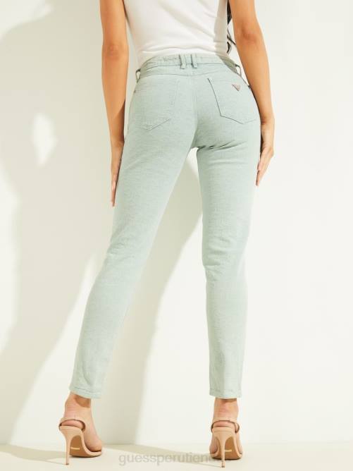 GUESS jeans ajustados con diseño geométrico teñidos 1981 mujer 0P8X252 cubo de color aguamarina vestir