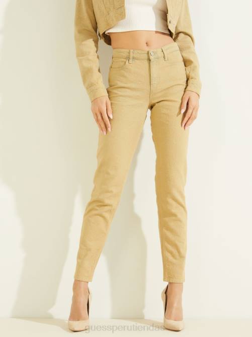 GUESS jeans ajustados con diseño geométrico teñidos 1981 mujer 0P8X257 cubo de color amarillo vestir