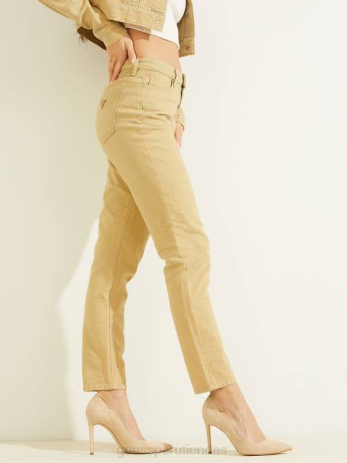 GUESS jeans ajustados con diseño geométrico teñidos 1981 mujer 0P8X257 cubo de color amarillo vestir