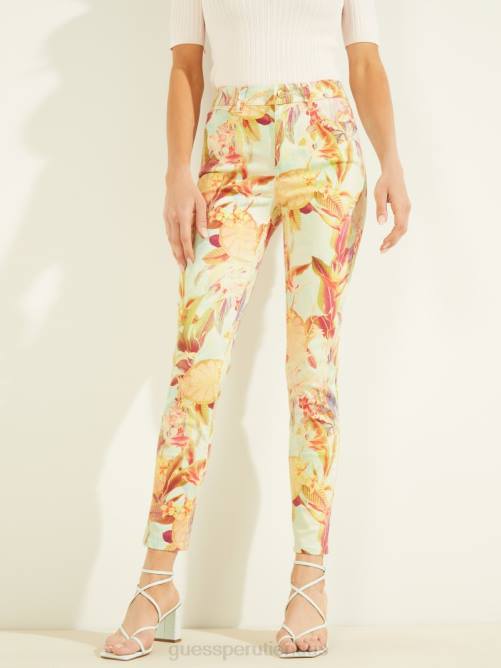 GUESS jeans ajustados con flores pintadas eco 1981 mujer 0P8X196 impresión miraflores vestir
