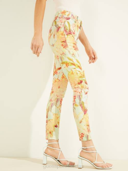 GUESS jeans ajustados con flores pintadas eco 1981 mujer 0P8X196 impresión miraflores vestir
