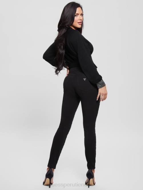 GUESS jeans ajustados con lentejuelas y tigre 1981 mujer 0P8X220 tigre de plata glamorosa vestir
