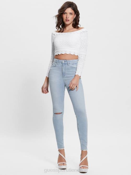 GUESS jeans ajustados eco icon de talle alto mujer 0P8X69 índigo celestina vestir