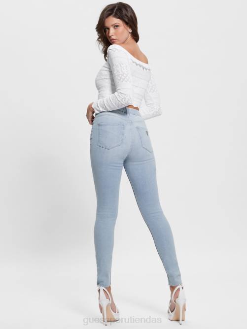 GUESS jeans ajustados eco icon de talle alto mujer 0P8X69 índigo celestina vestir