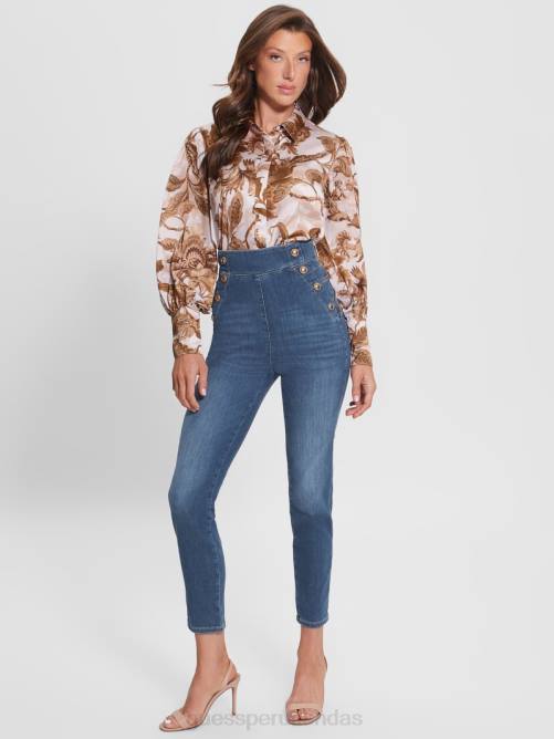 GUESS jeans ajustados ecológicos gwenny mujer 0P8X116 penacho medio vestir