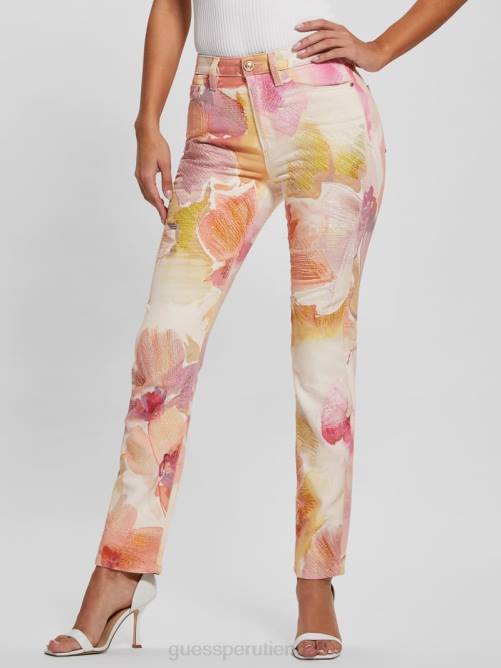 GUESS jeans ajustados femeninos con flores mujer 0P8X91 flor del metro vestir