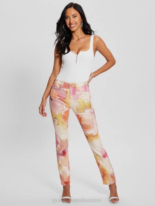 GUESS jeans ajustados femeninos con flores mujer 0P8X91 flor del metro vestir