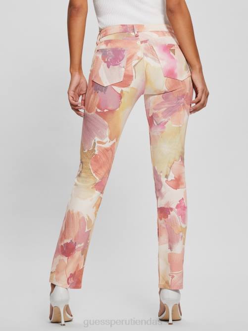 GUESS jeans ajustados femeninos con flores mujer 0P8X91 flor del metro vestir