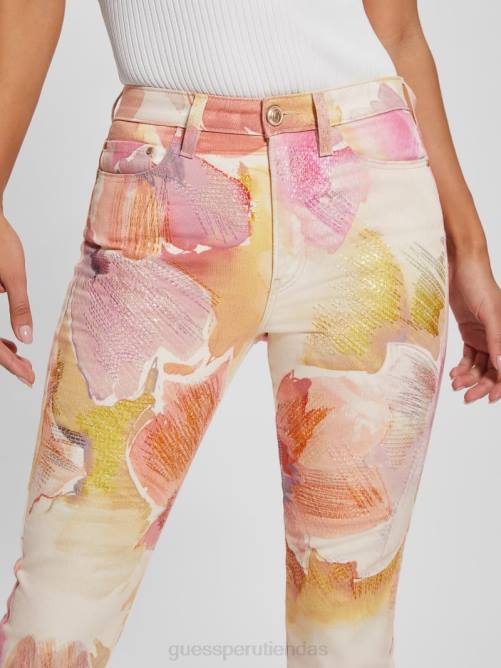 GUESS jeans ajustados femeninos con flores mujer 0P8X91 flor del metro vestir