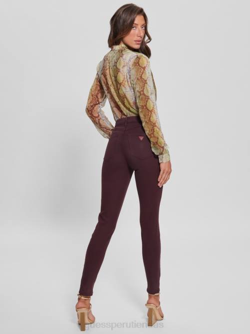 GUESS jeans ajustados revestidos 1981 mujer 0P8X258 tono burdeos multi vestir