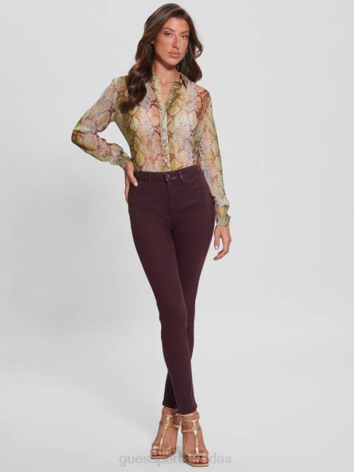GUESS jeans ajustados revestidos 1981 mujer 0P8X258 tono burdeos multi vestir