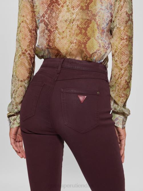 GUESS jeans ajustados revestidos 1981 mujer 0P8X258 tono burdeos multi vestir