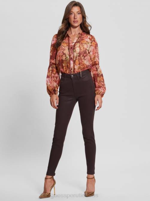 GUESS jeans ajustados revestidos 1981 mujer 0P8X263 rico marrón multi vestir