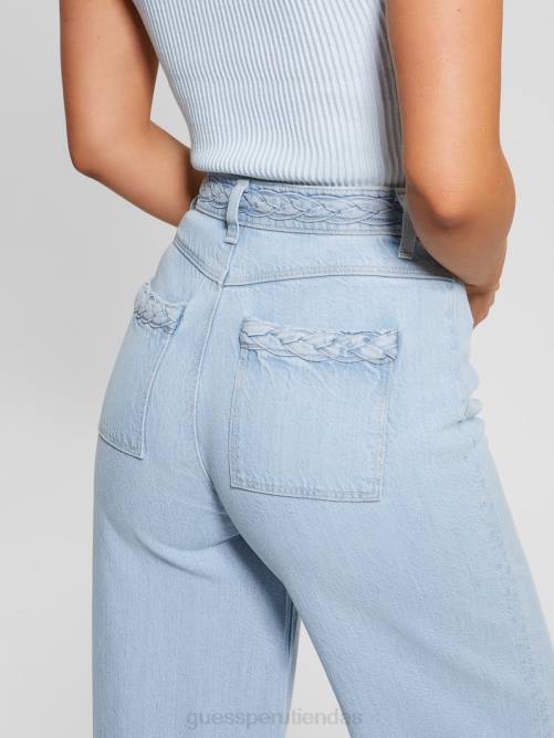 GUESS jeans anchos con tiro súper alto y trenzado ecológico mujer 0P8X60 hielo soleado vestir