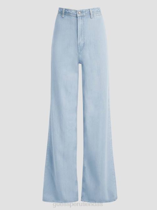 GUESS jeans anchos con tiro súper alto y trenzado ecológico mujer 0P8X60 hielo soleado vestir