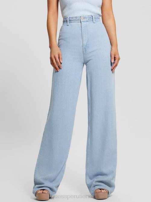 GUESS jeans anchos con tiro súper alto y trenzado ecológico mujer 0P8X60 hielo soleado vestir