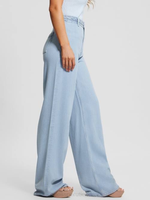 GUESS jeans anchos con tiro súper alto y trenzado ecológico mujer 0P8X60 hielo soleado vestir