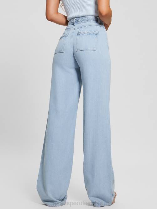 GUESS jeans anchos con tiro súper alto y trenzado ecológico mujer 0P8X60 hielo soleado vestir