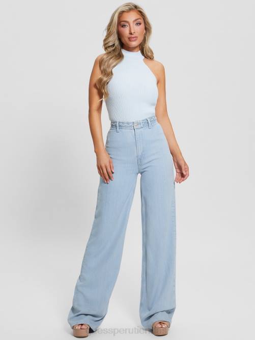 GUESS jeans anchos con tiro súper alto y trenzado ecológico mujer 0P8X60 hielo soleado vestir