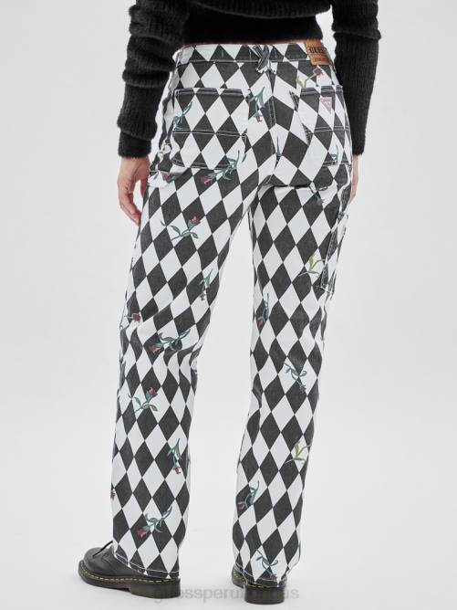 GUESS jeans carpinteros con diamantes originales mujer 0P8X147 negro azabache multicolor vestir