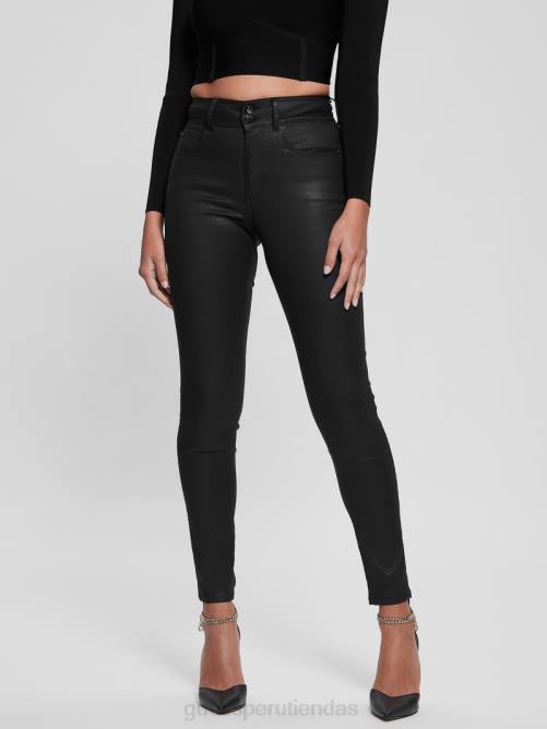 GUESS jeans moldeadores de talle alto mujer 0P8X188 recubierto de negro vestir