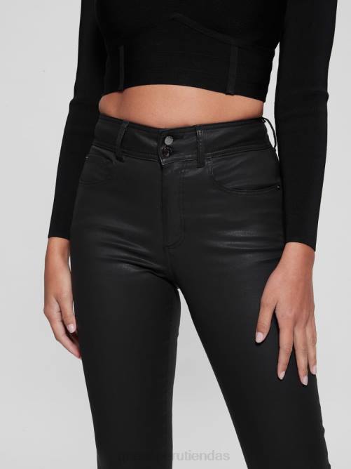 GUESS jeans moldeadores de talle alto mujer 0P8X188 recubierto de negro vestir
