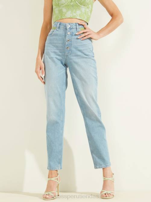 GUESS jeans mom con encaje y botones expuestos mujer 0P8X214 lavado de encaje verde vestir