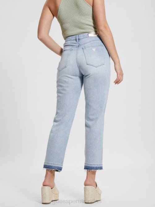 GUESS jeans mom de mezclilla con ilustraciones de satén ecológico mujer 0P8X18 flor del atardecer vestir
