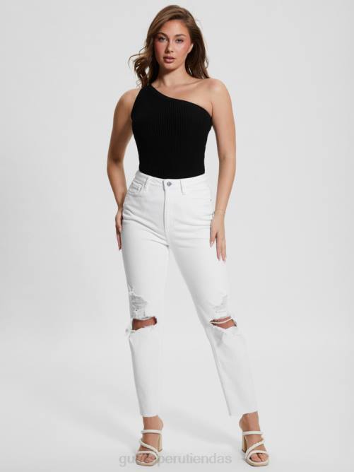 GUESS jeans mom destruidos mujer 0P8X70 blanco puro multi vestir