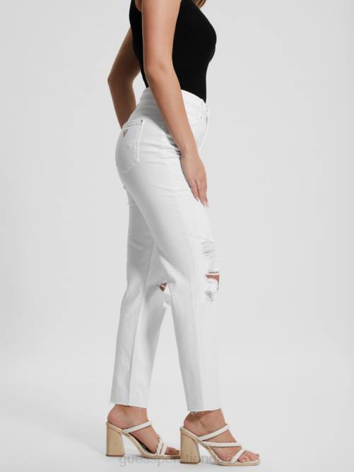 GUESS jeans mom destruidos mujer 0P8X70 blanco puro multi vestir