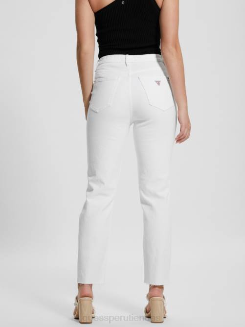 GUESS jeans mom destruidos mujer 0P8X70 blanco puro multi vestir