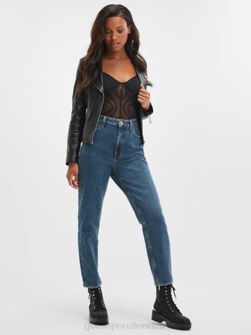 GUESS jeans mom eco desgastados mujer 0P8X119 medio rubicón vestir