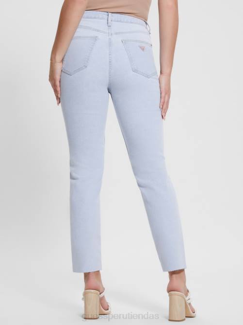 GUESS jeans mom eco destruidos mujer 0P8X19 azul piedra brillante vestir