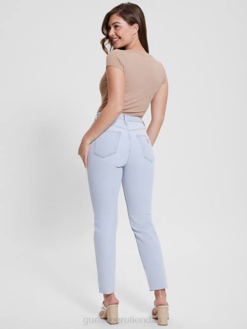 GUESS jeans mom eco destruidos mujer 0P8X19 azul piedra brillante vestir