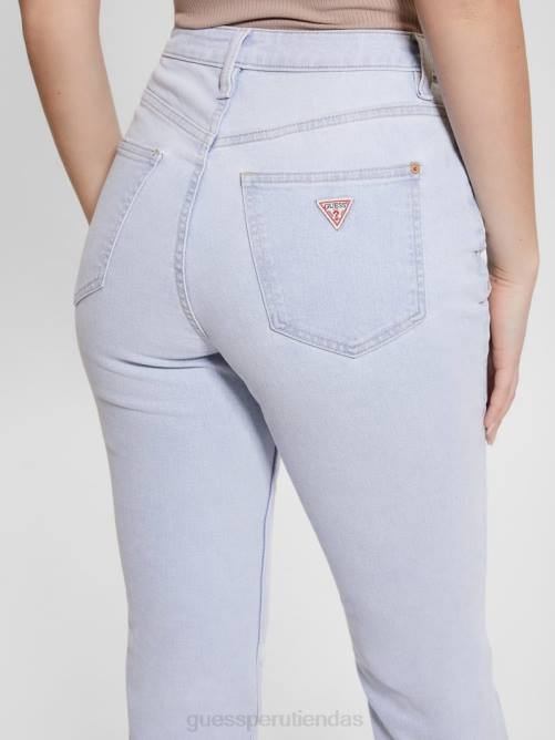 GUESS jeans mom eco destruidos mujer 0P8X19 azul piedra brillante vestir