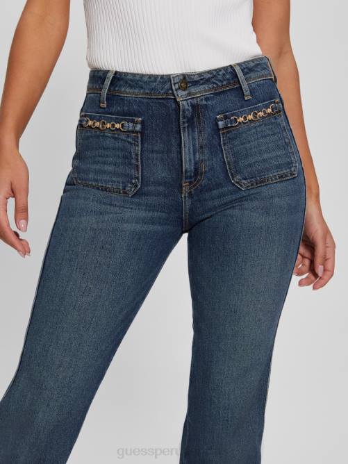 GUESS jeans rectos eco 1981 de talle alto mujer 0P8X59 koipond azul vestir