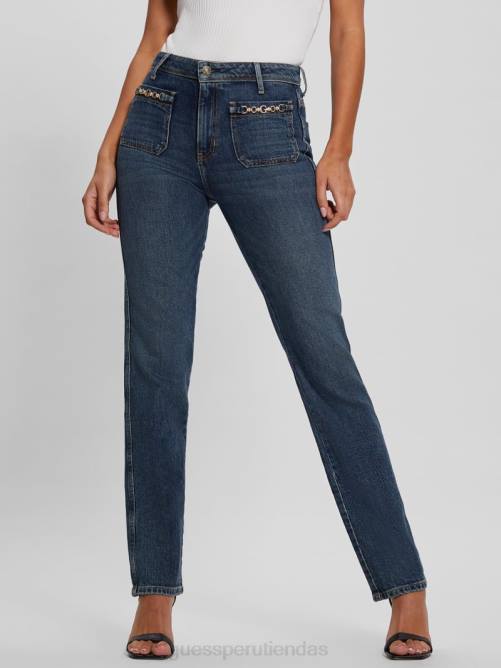 GUESS jeans rectos eco 1981 de talle alto mujer 0P8X59 koipond azul vestir