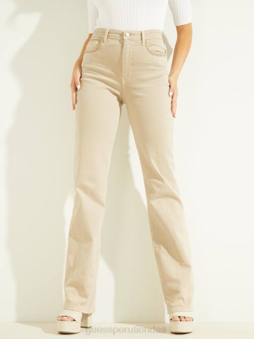 GUESS jeans rectos eco '80s con detalle de cadena mujer 0P8X217 piedra lunar vestir