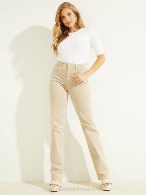 GUESS jeans rectos eco '80s con detalle de cadena mujer 0P8X217 piedra lunar vestir