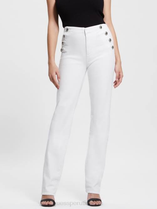 GUESS jeans rectos lula mujer 0P8X78 Blanco óptico vestir