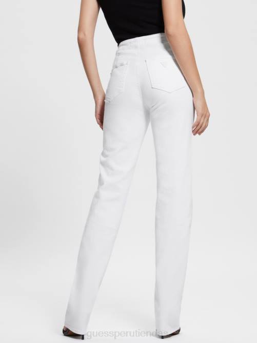 GUESS jeans rectos lula mujer 0P8X78 Blanco óptico vestir