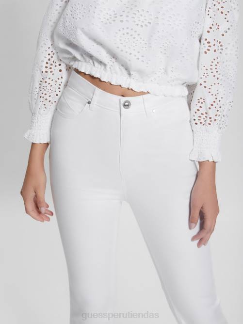 GUESS pantalones acampanados bordados mujer 0P8X98 blanco puro vestir